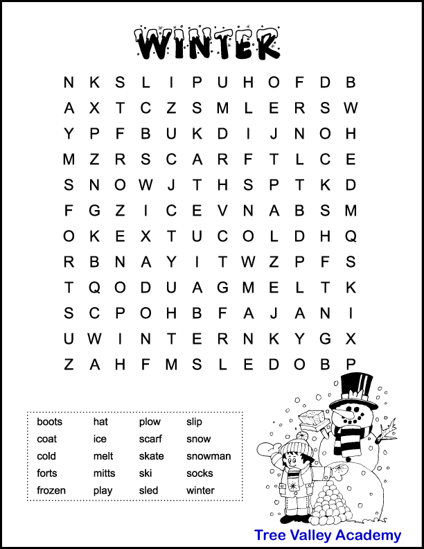 Easy-Winter-Word-Search