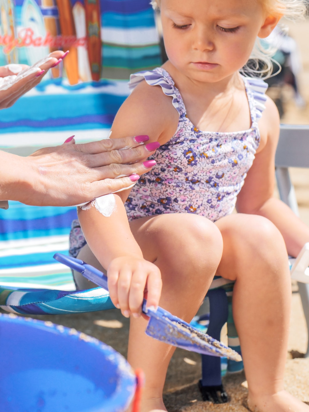 Baby with sunscreen