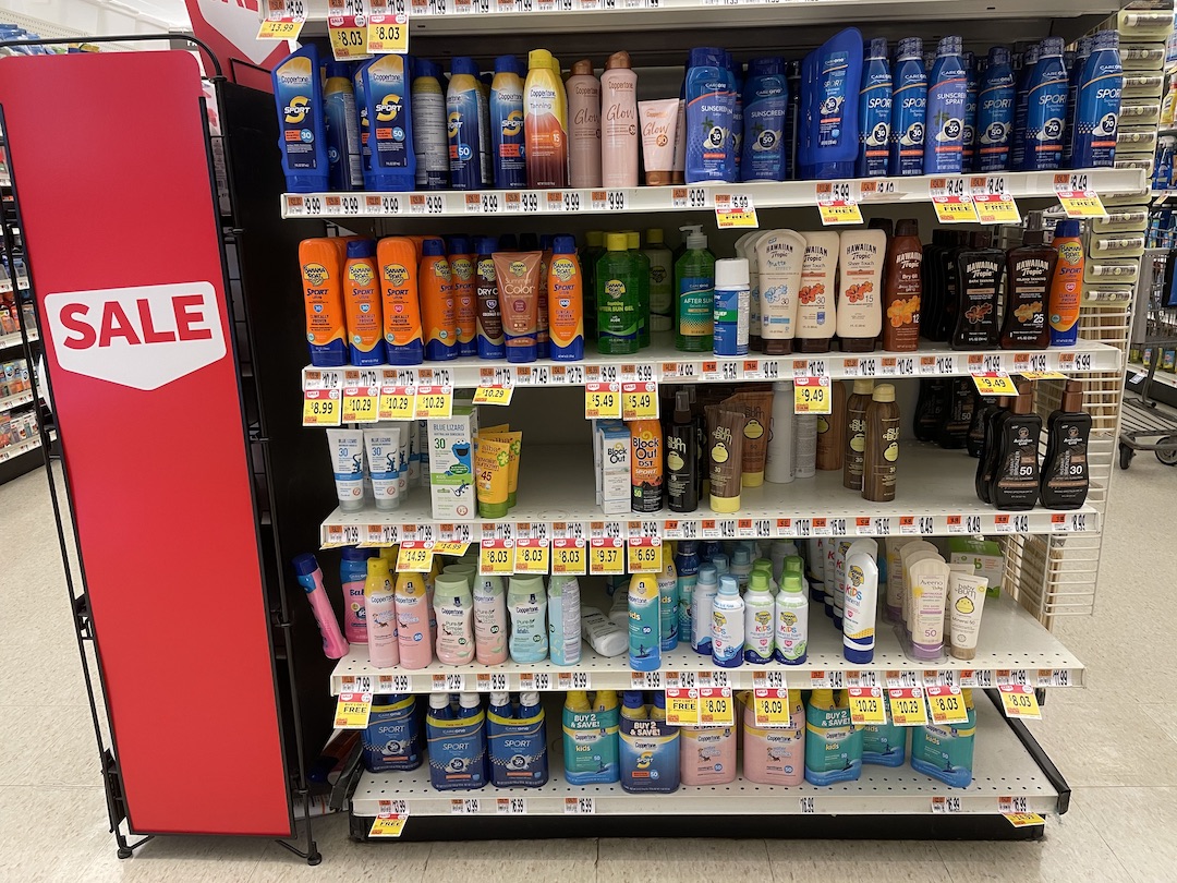 Sunscreen shelf