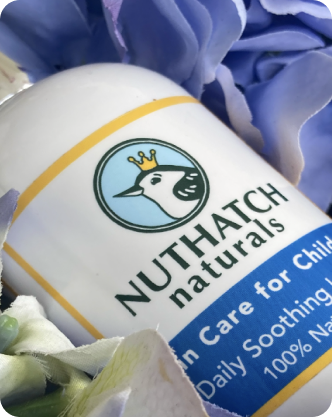 Nuthatch Naturals lotion bottle with label